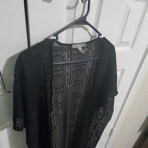 Black Lace Cardigan With Fringe